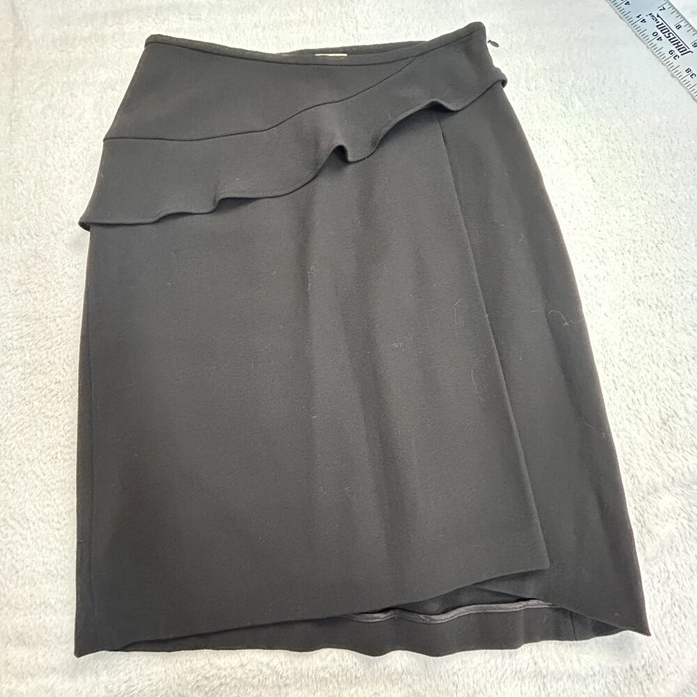 Etro Womens Black Ruffle Wrap Skirt Size 42 Career Lined Made In Italy New $829